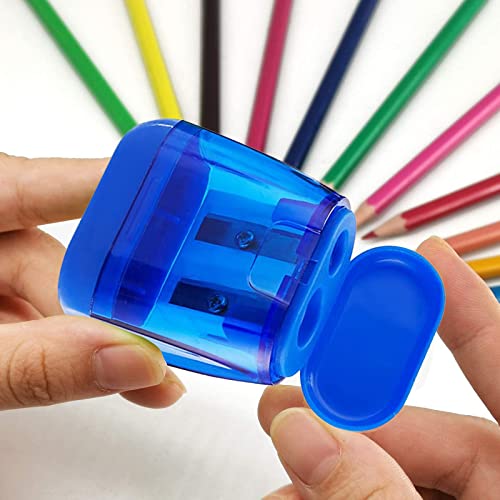 OFiSEXPT 4pcs Colored Pencil Sharpener, Manual Pencil Sharpener Dual Holes, for Kids Adults Students School Class Home Office