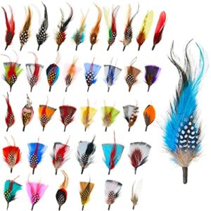 kenning 39 pcs hat feathers assorted feathers for fedora hats colorful real feathers for diy craft, christmas decorations men women approx. 8-10 cm