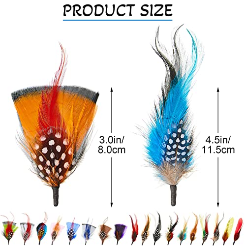 Kenning 39 Pcs Hat Feathers Assorted Feathers for Fedora Hats Colorful Real Feathers for DIY Craft, Christmas Decorations Men Women approx. 8-10 cm