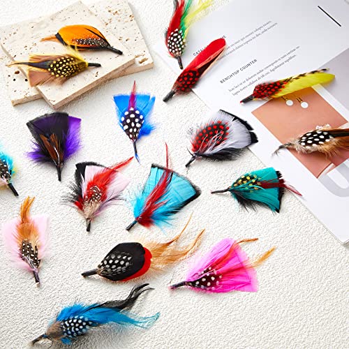 Kenning 39 Pcs Hat Feathers Assorted Feathers for Fedora Hats Colorful Real Feathers for DIY Craft, Christmas Decorations Men Women approx. 8-10 cm