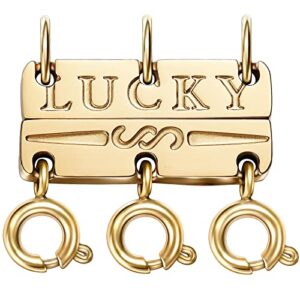 ohinglt lucky necklace layering clasps separator for stackable necklaces chains ,18k gold and silver plated multiple necklace clasps and closures for women girl