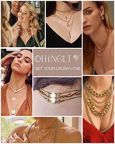 OHINGLT LUCKY Necklace Layering Clasps Separator for Stackable Necklaces Chains ,18K Gold and Silver Plated Multiple Necklace Clasps and Closures for Women Girl