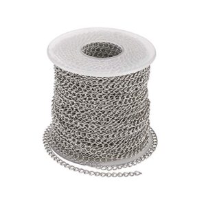 pandahall 82 feet/25m soldered 304 stainless steel curb chains 4x3x0.6mm stainless steel color plated for jewelry making