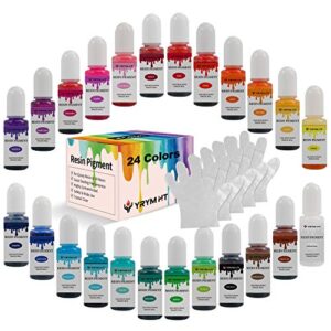 epoxy resin pigment – 24 colors transparent non-toxic uv epoxy resin dye liquid for uv resin coloring, resin jewelry making – concentrated uv resin colorant for art, paint, crafts – 0.35oz each