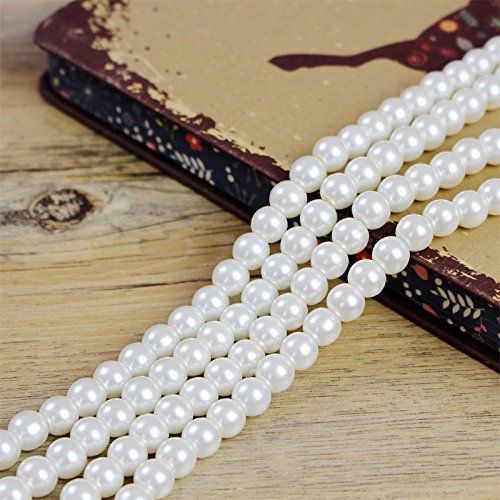 BeautyMood 2 Pcs Pearl Necklace, Stylish Long Pearl Chain for Clothing, Clothing Accessories Bead Accessories (White)