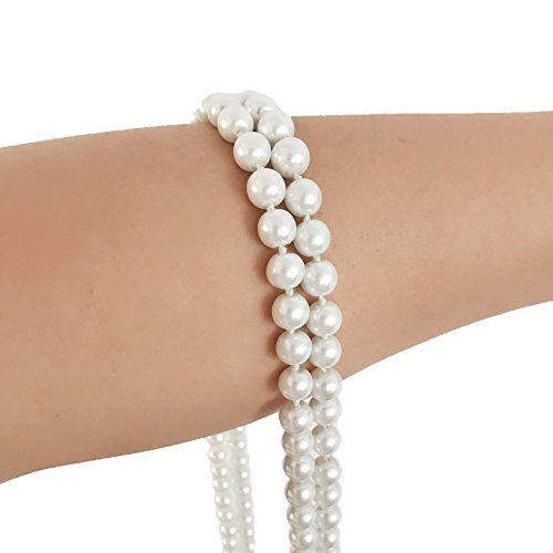 BeautyMood 2 Pcs Pearl Necklace, Stylish Long Pearl Chain for Clothing, Clothing Accessories Bead Accessories (White)