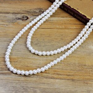 BeautyMood 2 Pcs Pearl Necklace, Stylish Long Pearl Chain for Clothing, Clothing Accessories Bead Accessories (White)