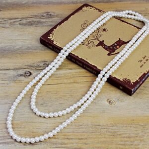 BeautyMood 2 Pcs Pearl Necklace, Stylish Long Pearl Chain for Clothing, Clothing Accessories Bead Accessories (White)