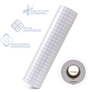 JANDJPACKAGING Transfer Tape for Vinyl - 12” x 50 FT w/Blue Alignment Grid for Adhesive Vinyl - Medium Tack Vinyl Transfer Tape for Silhouette Cameo