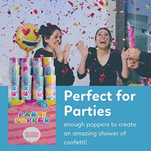 12 Pack Confetti Cannon Confetti Poppers | Shiny Multicolor | TUR Party Supplies | Launches Up to 25ft | Giant (12 in) | Party Poppers for New Years Eve, Christmas, Graduation, Birthdays, Weddings