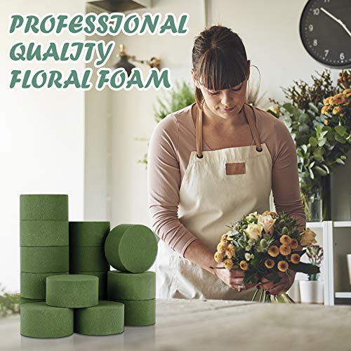 TAOPE 15 PCS Floral Foam, Green Styrofoam Block for Artificial Flowers, Round Wet & Dry Foam Bricks, Florist Foam for Flower Arrangements