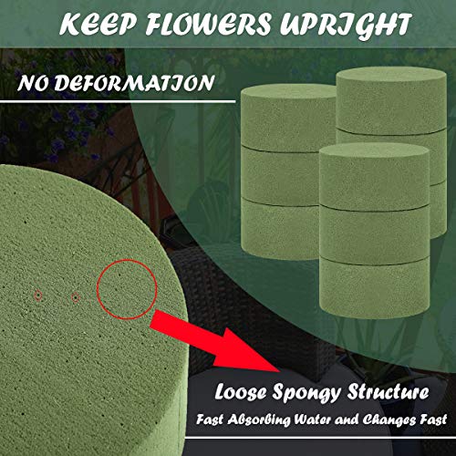 TAOPE 15 PCS Floral Foam, Green Styrofoam Block for Artificial Flowers, Round Wet & Dry Foam Bricks, Florist Foam for Flower Arrangements