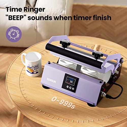 EENOUR Tumbler Mug Heat Press Machine 30oz 20oz 16oz Sublimation Straight Blank Skinny Tumbler Glass Jar Can - DIY Heat Transfer Vinyl with Temp&Timer Setting for 11-16oz Coffee/Ceramic Mugs -Purple