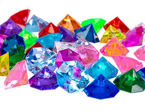 jollylife 36PCS Acrylic Diamond Gems Jewels Pirate Treasure Chest Hunt Party Favors 25 Carat