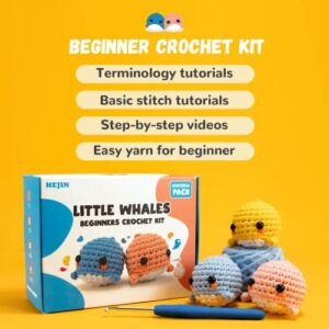 Beginner Crochet Kit, Crochet Kits for Kids and Adults, 3PCS Crochet Animal Kit for Beginners Include Videos Tutorials, Yarn, Eyes, Stuffing, Crochet Hook - Boys and Girls Birthdays Gift