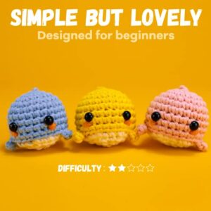 Beginner Crochet Kit, Crochet Kits for Kids and Adults, 3PCS Crochet Animal Kit for Beginners Include Videos Tutorials, Yarn, Eyes, Stuffing, Crochet Hook - Boys and Girls Birthdays Gift