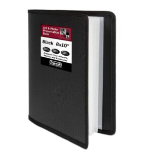 Dunwell 8x10 Photo Album Book - (Black), Art Portfolio Binder for 8 x 10 Pictures, 24 Clear Sleeves Display 48 Pages, 10x8 Sheet Protector Folder for Kids Artwork, Sketches, Prints