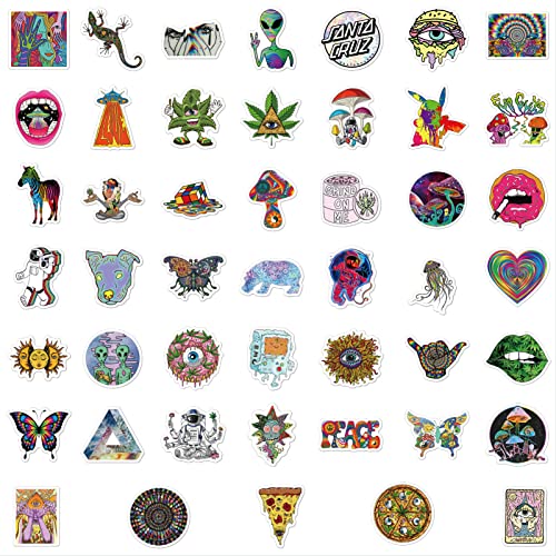100Pcs Trippy Stickers, Psychedelic Stickers for Adults, Vinyl Waterproof Stickers for Water Bottles, Laptops Computers Skateboards Guitar Luggage Car, Cool Hippie Stickers for Adults and Teens