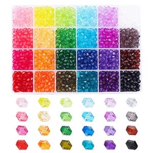ph pandahall 2880pcs 6mm bicone beads faceted acrylic beads 24 colors rainbow loose beads spacers craft beads for diy craft bracelet necklace earring keychain jewelry making flower bags decoration
