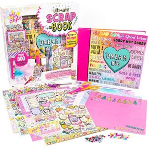 just my style ultimate scrapbook, personalize and decorate a 40-page diy scrapbook, great for travel, road trips & on-the-go, memory keeper scrap book for kids & tween ages 6, 7, 8, 9