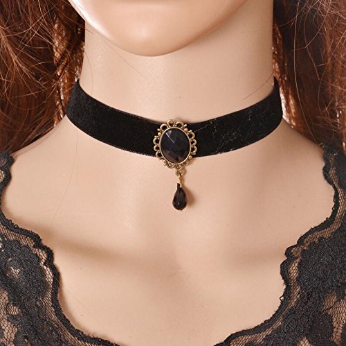 Trasfit 10 Pieces Lace Choker Necklace for Women Girls, Black Classic Velvet Stretch Punk Gothic Tattoo Lace (10 Style #1)