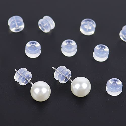 Silicone Earring Backs Earring Backings 12Pcs Soft Clear Ear Safety Back Pads Backstops Replacement for Fish Hook Earring Studs Hoops,Locking Secure Earring Backs for Heavy Earring