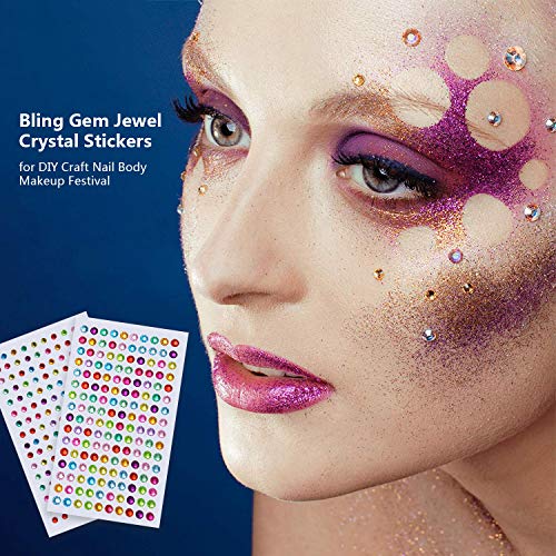 Rhinestone Stickers Self-Adhesive, 1141Pcs Gems for Crafts Bling Jewel Crystal Stickers for DIY Craft Nail Body Makeup Festival