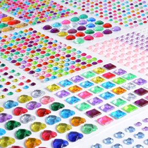 Rhinestone Stickers Self-Adhesive, 1141Pcs Gems for Crafts Bling Jewel Crystal Stickers for DIY Craft Nail Body Makeup Festival