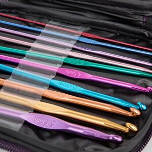 22Pcs Crochet Hooks Set, BetyBedy Aluminum Handle Knitting Needles, Multicolor Crochet Needles for Yarn Craft, 0.6~6.5mm