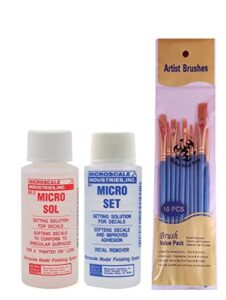 microscale micro sol and micro set, 1 ounce bottles (pack of 2) – with make your day paint brushes