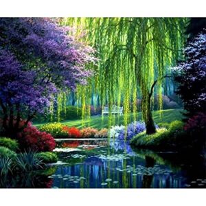 neilden diamond painting kits for adults beginners diy 5d scenery diamond art kits round full drill diamond dotz diamond dots willow tree pictures art for home wall decor 14 x 18 inch