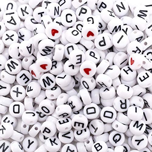 500PCS Acrylic Small White Letter Beads for Jewelry Making Alphabet Beads for Bracelets Kit Letters Beads for Necklace Making