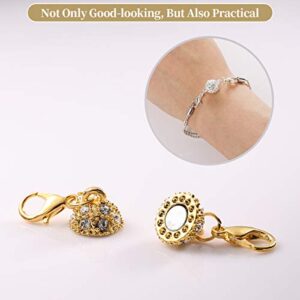 Aiskaer 16 Pcs Magnetic Lobster Clasps for Jewelry Necklace Bracelet Rhinestone Ball Style Cylindrical and Ball Tone Lobster Clasp
