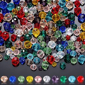 1000 pcs glass beads briolette crystal glass beads faceted rondelle shape crystal beads assorted colorful loose beads for diy craft bracelets, necklace jewelry making, 10 colors, 4 mm 6 mm 8 mm