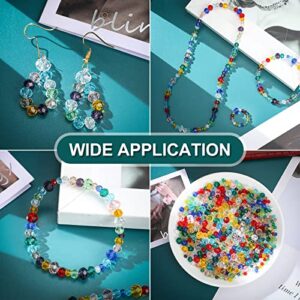 1000 Pcs Glass Beads Briolette Crystal Glass Beads Faceted Rondelle Shape Crystal Beads Assorted Colorful Loose Beads for DIY Craft Bracelets, Necklace Jewelry Making, 10 Colors, 4 mm 6 mm 8 mm