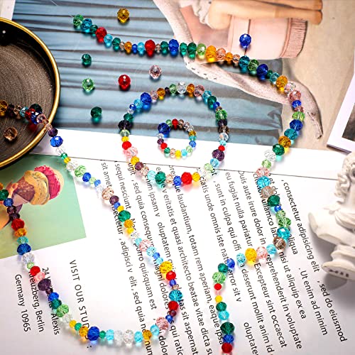 1000 Pcs Glass Beads Briolette Crystal Glass Beads Faceted Rondelle Shape Crystal Beads Assorted Colorful Loose Beads for DIY Craft Bracelets, Necklace Jewelry Making, 10 Colors, 4 mm 6 mm 8 mm