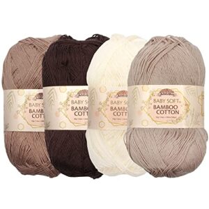 jubileeyarn baby soft bamboo cotton yarn – 50g/skein – shades of brown – 4 skeins