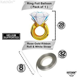 KatchOn, Giant 40 Inch Bride Balloons Silver - Diamond Ring Balloons, 28 Inch | Silver Bride Balloons Bachelorette Party Decorations | Bride Decorations for Wedding Day, Bridal Shower Decorations