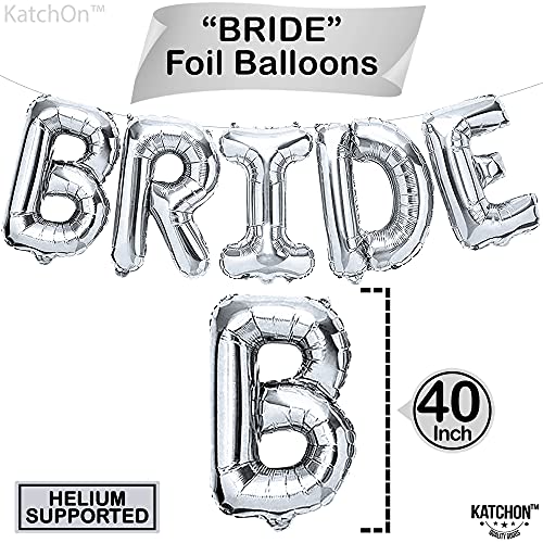 KatchOn, Giant 40 Inch Bride Balloons Silver - Diamond Ring Balloons, 28 Inch | Silver Bride Balloons Bachelorette Party Decorations | Bride Decorations for Wedding Day, Bridal Shower Decorations