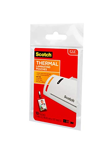 Scotch Thermal Laminating Pouches, 5 Mil Thick for Extra Protection, Professional Quality, 2.4 x 4.2-Inches, ID Badge without Clip, 100-Pouches (TP5852-100)