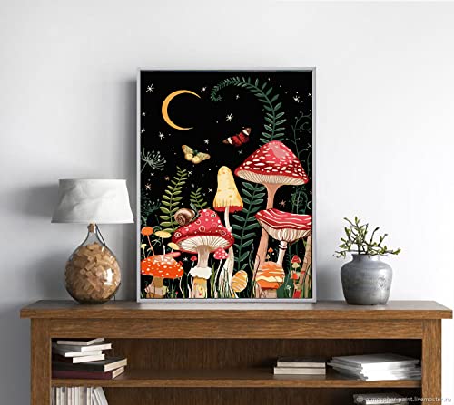 Paint by Number for Adults Beginner, DIY Painting by Numbers Kits for Adults Kids Paint Kits Canvas Gifts Arts Crafts for Home Decor Moon Mushroom Forest Butterfly 16x20 Inch