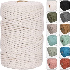 noanta natural color macrame cord 4mm x 109yards, colored cotton cord, macrame rope macrame yarn, colorful cotton craft cord for macrame plant hangers, macrame wall hanging, diy crafts