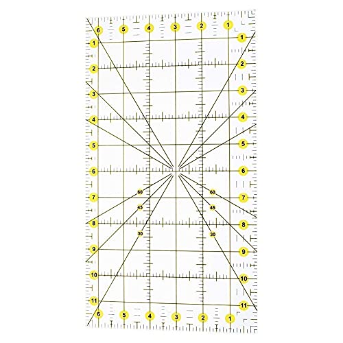 AUTOTOOLHOME Quilting Ruler Acrylic Quilters' Ruler for Easy Precision Cutting Fabric Paper, 6.5" x 12" for Quilting, Sewing & Crafts Template