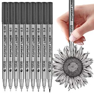 misulove micro-pen fineliner ink pens – precision multiliner fine point drawing pens for artist illustration, sketching, technical drawing, manga, bullet journaling, scrapbooking(9 size/black)