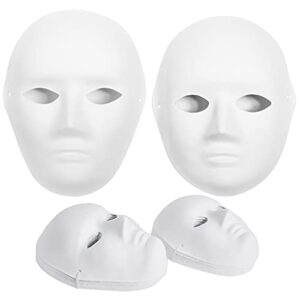 CALPALMY 14 Pack 2 Sizes Paper Mache Masks - Create Artistic Craft Projects from Wall Decorations to Theater and Halloween Costumes; Party, Masquerade Parties and Classroom Art White