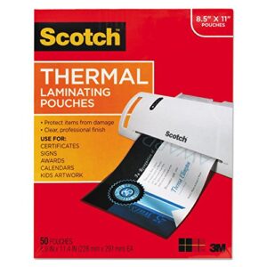 3m tp3854-50 scotch thermal laminating pouch – letter – 8.50 inch width x 11 inch length9 inch x 11.5 inch overall size – 50 / pack – clear
