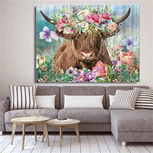 Diamond Painting Kits for Adults - Diamond Art Kits for Kids Beginner DIY 5D Full Drill Crystal Rhinestone Arts and Crafts - Gem Art Painting with Diamonds Dots Home Wall Decor Cow 11.8x15.7inch