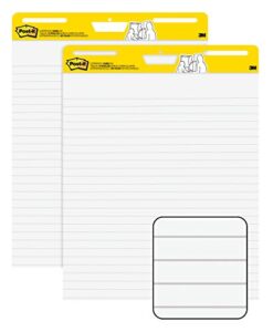 post-it super sticky easel pad, great for virtual teachers and students, 25 x 30 inches, 30 sheets/pad, 2 pads, lined premium self stick flip chart paper, teacher anchor chart (561wl) (561wl vad 2pk)