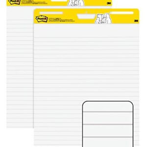 Post-it Super Sticky Easel Pad, Great for Virtual Teachers and Students, 25 x 30 Inches, 30 Sheets/Pad, 2 Pads, Lined Premium Self Stick Flip Chart Paper, Teacher Anchor Chart (561WL) (561WL VAD 2PK)