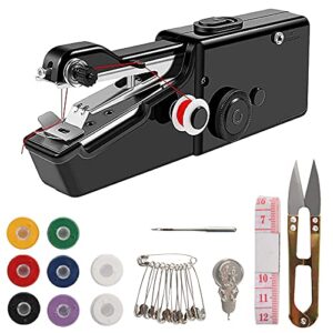 TCHRULES Handheld Sewing Machine, Hand Held Sewing Device Tool Mini Portable Cordless Sewing Machine, Essentials for Home Quick Repairing and Stitch Handicrafts(Black)